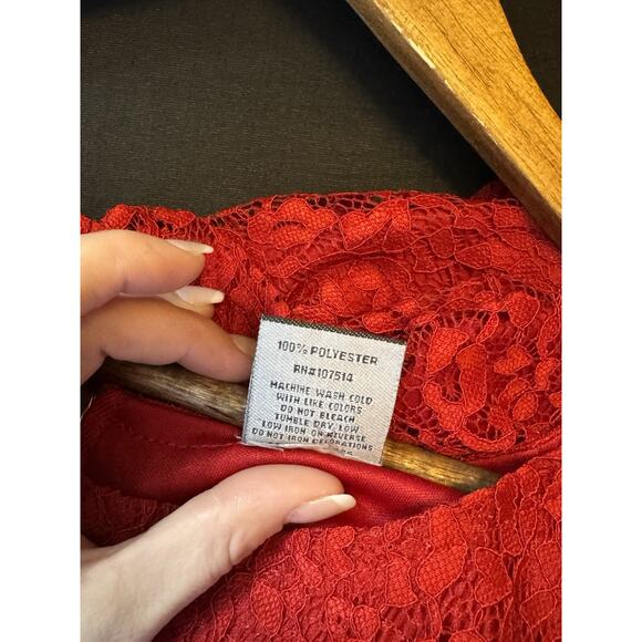 JM Jonathan Martin Collection For Her Dress L red lace sheer romantic - Picture 5 of 7